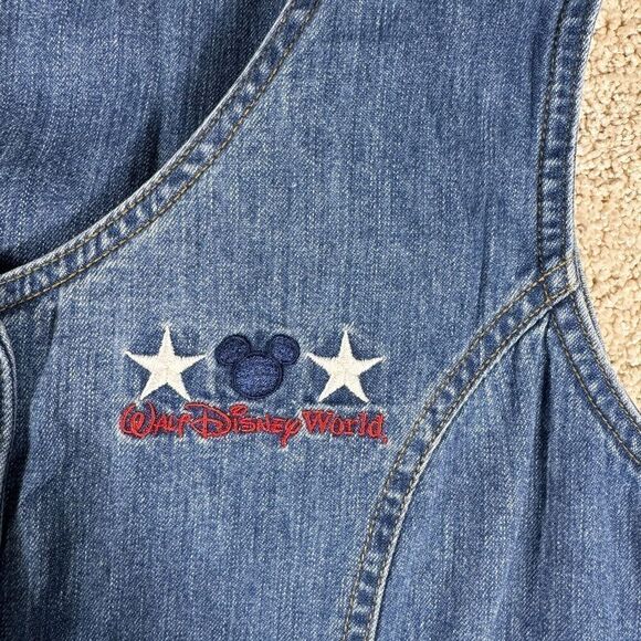 Walt Disney World Jean Jumper Dress Women's Large Blue Jean Mickey Mouse Snap Up - Picture 3 of 13